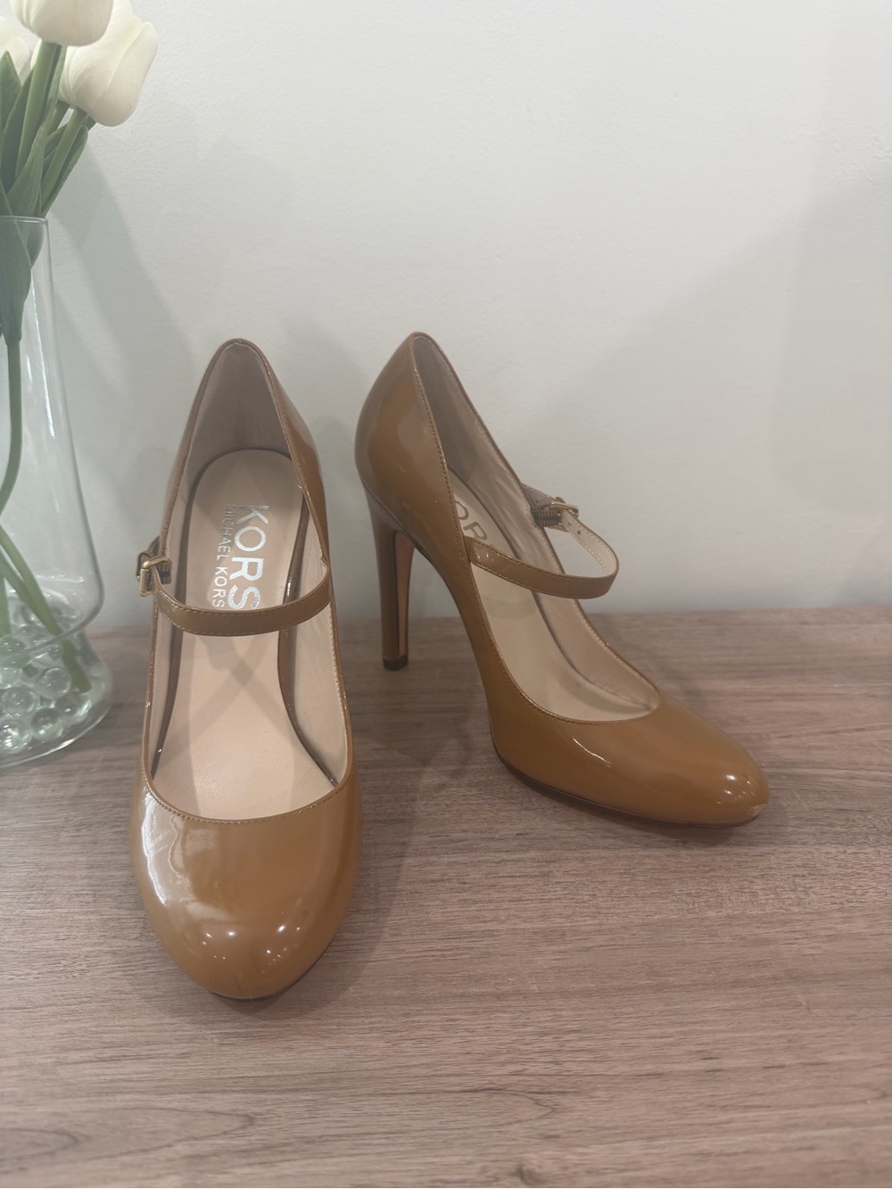 Michael Kors Cognac Patent Mary Jane Pumps